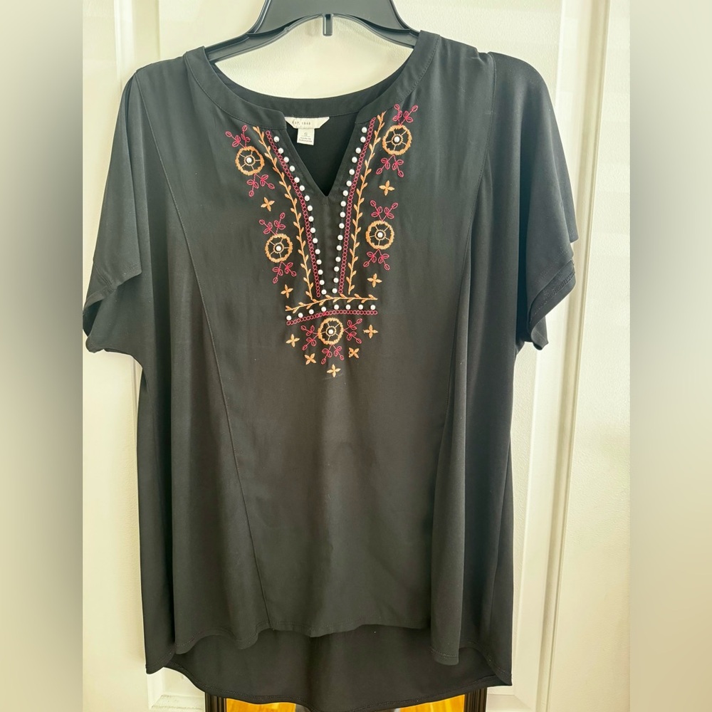 Black embroidered top